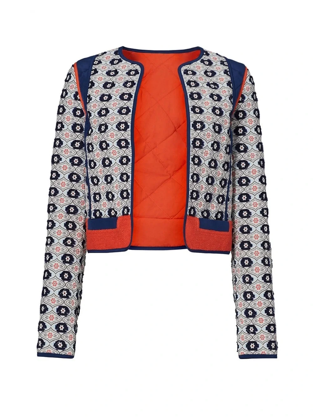 Tory Burch Rainford Daisy-Jacquard Cropped Jacket Size 6
